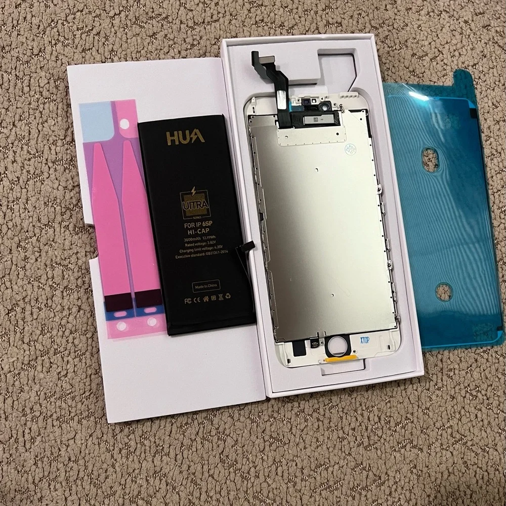 iPhone 6S Plus LCD Screen Replacement (With Steel Plate)  (White ) + Battery - Picture 2 of 3